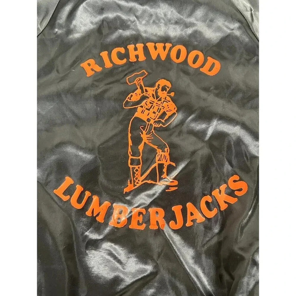 Vintage Rickwood Lumberjacks Satin Jacket Black & Orange Men's Large 42 44 USA - Picture 15 of 15